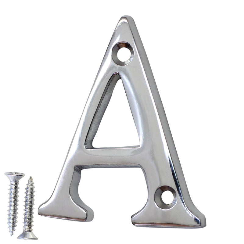 Letter BR2351 Modern, Small, Serif House Letter, Polished Chrome