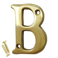 Letter BR2351 Modern, Small, Serif House Letter, Polished Brass