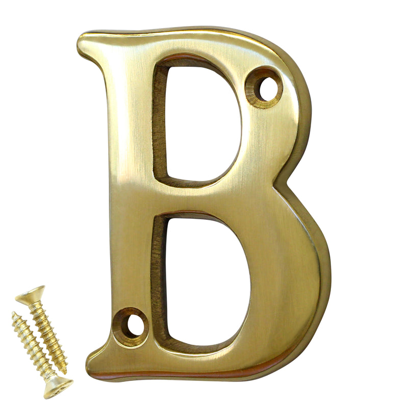 Letter BR2351 Modern, Small, Serif House Letter, Polished Brass