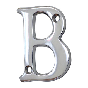 Letter BR2351 Modern, Small, Serif House Letter, Polished Chrome