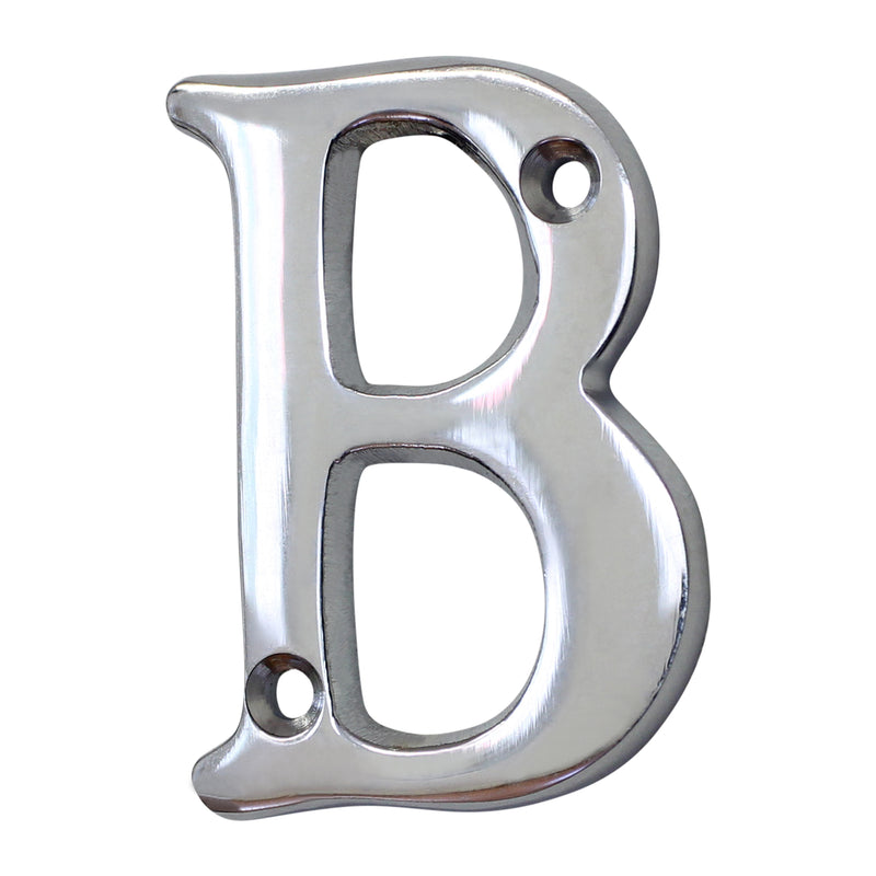 Letter BR2351 Modern, Small, Serif House Letter, Polished Chrome