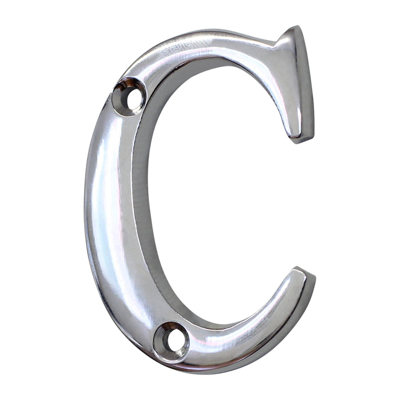 Letter BR2351 Modern, Small, Serif House Letter, Polished Chrome