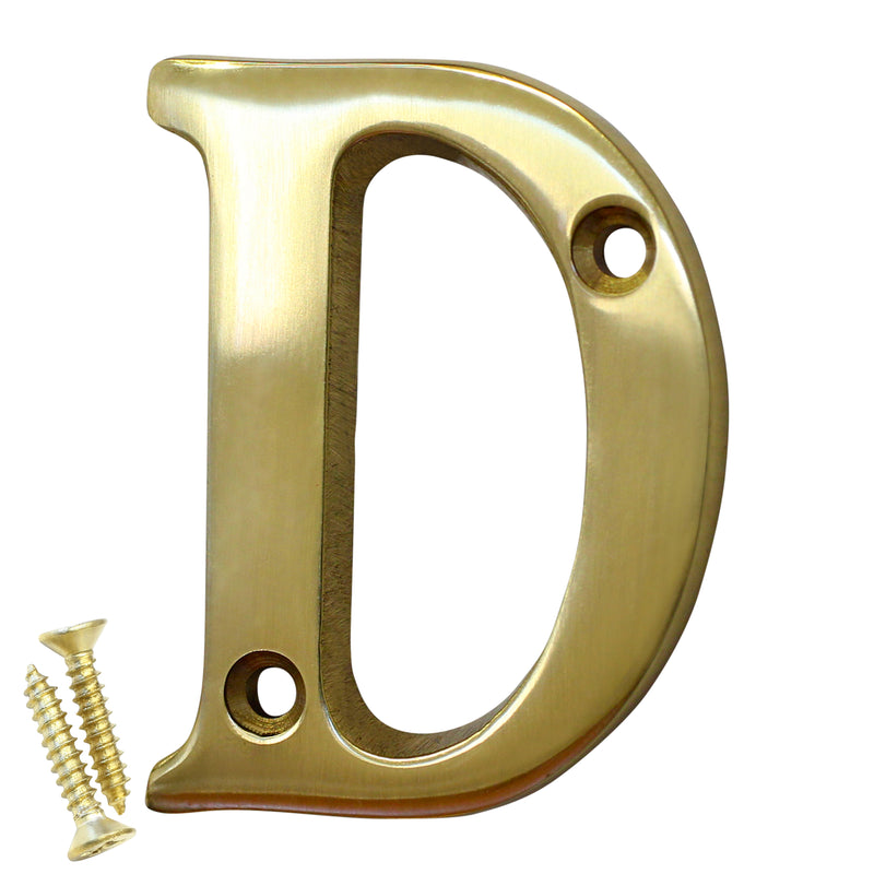 Letter BR2351 Modern, Small, Serif House Letter, Polished Brass