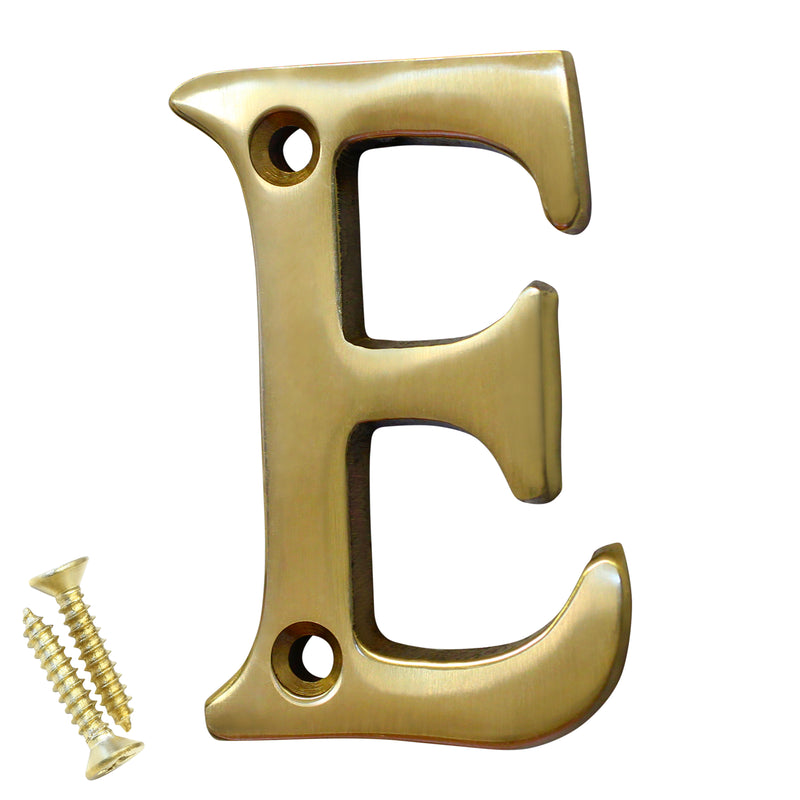 Letter BR2351 Modern, Small, Serif House Letter, Polished Brass