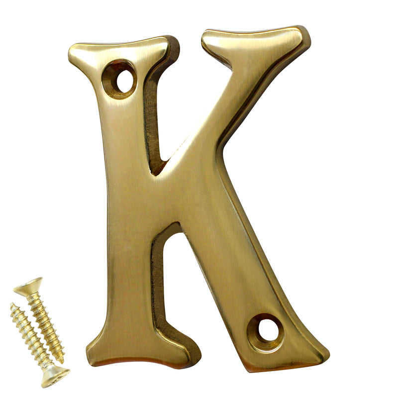 Letter BR2351 Modern, Small, Serif House Letter, Polished Brass