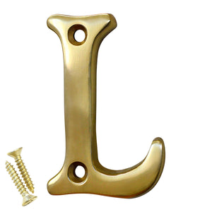 Letter BR2351 Modern, Small, Serif House Letter, Polished Brass