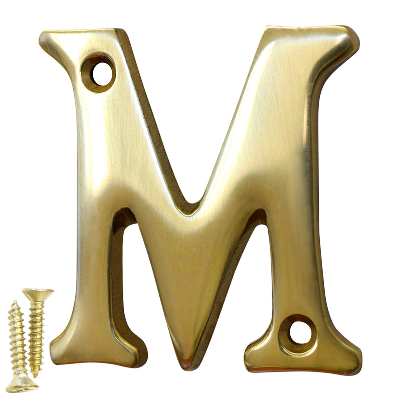 Letter BR2351 Modern, Small, Serif House Letter, Polished Brass