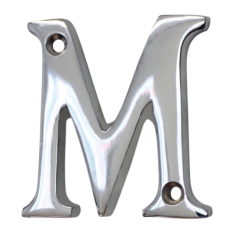 Letter BR2351 Modern, Small, Serif House Letter, Polished Chrome