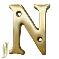 Letter BR2351 Modern, Small, Serif House Letter, Polished Brass