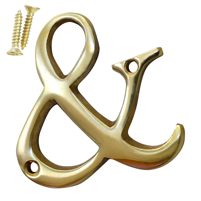Letter BR2351 Modern, Small, Serif House Letter, Polished Brass