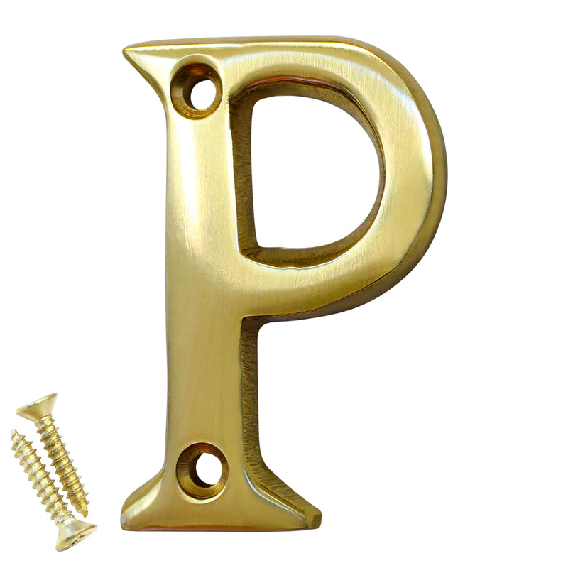 Letter BR2351 Modern, Small, Serif House Letter, Polished Brass
