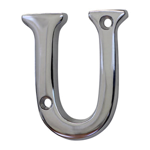 Letter BR2351 Modern, Small, Serif House Letter, Polished Chrome