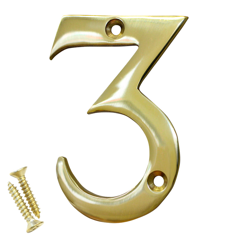 Number BR2270 Modern House Number, Polished Brass
