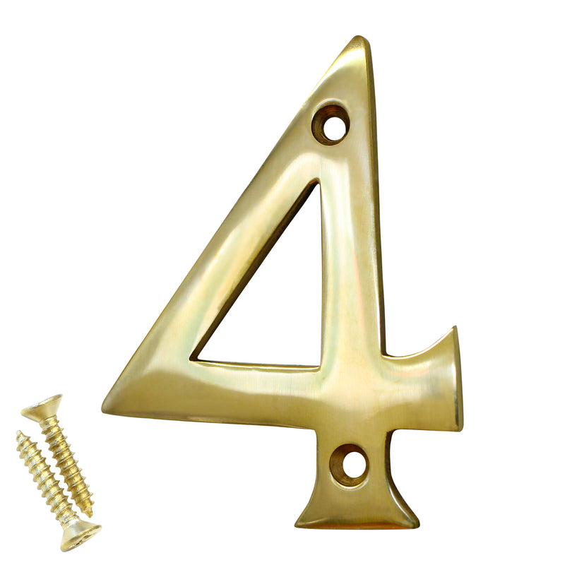 Number BR2270 Modern House Number, Polished Brass