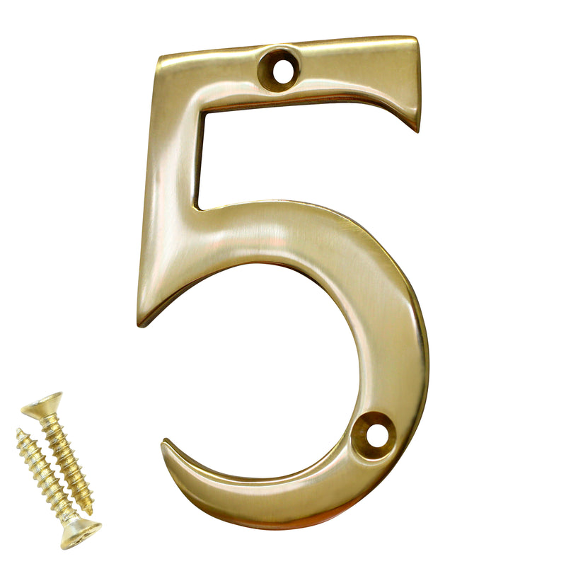 Number BR2270 Modern House Number, Polished Brass
