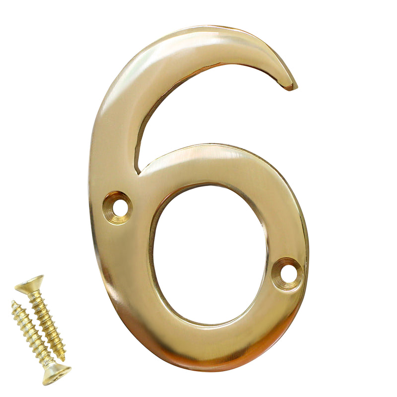 Number BR2270 Modern House Number, Polished Brass