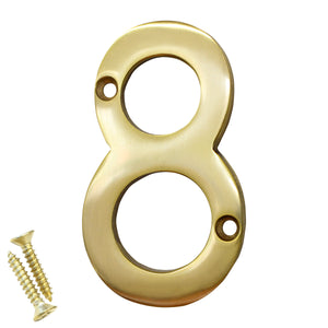 Number BR2270 Modern House Number, Polished Brass