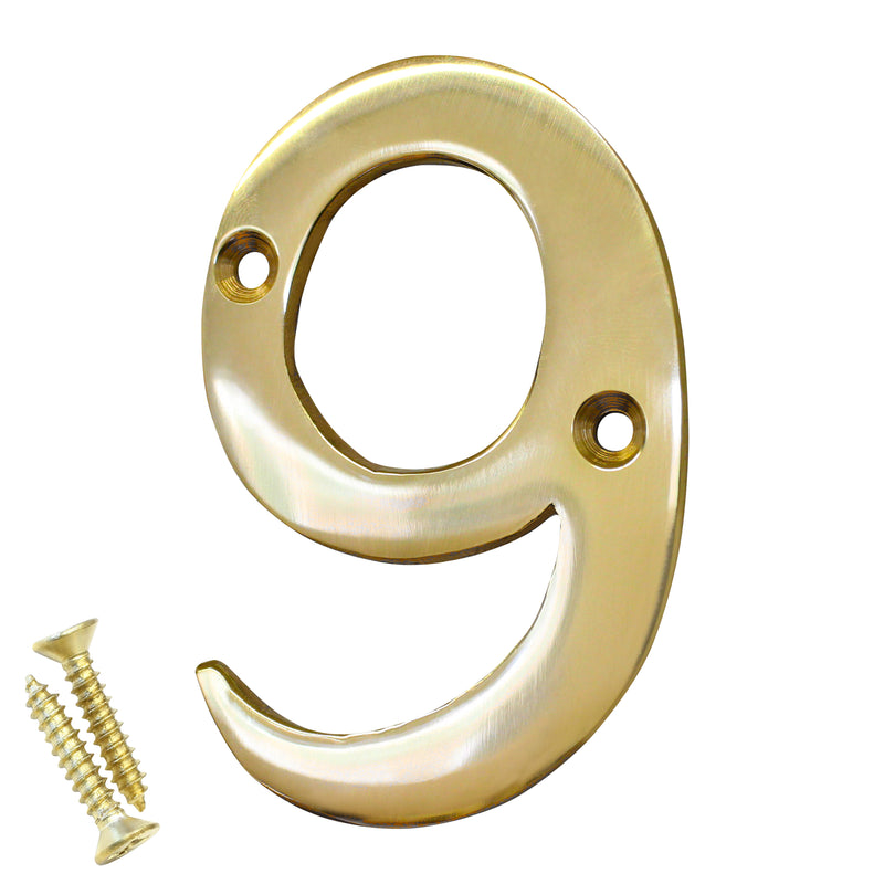 Number BR2270 Modern House Number, Polished Brass