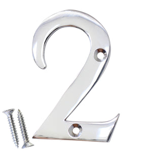 Number BR2270 Modern, Serif House Number, Polished Chrome