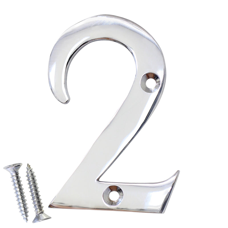 Number BR2270 Modern, Serif House Number, Polished Chrome