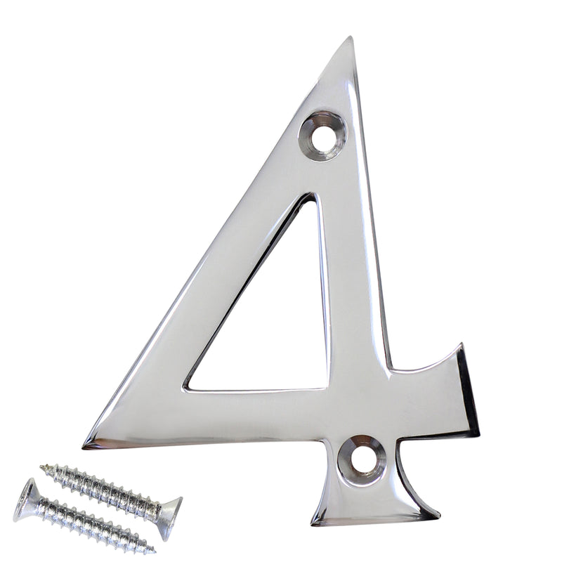 Number BR2270 Modern, Serif House Number, Polished Chrome