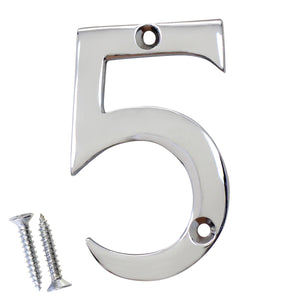 Number BR2270 Modern, Serif House Number, Polished Chrome