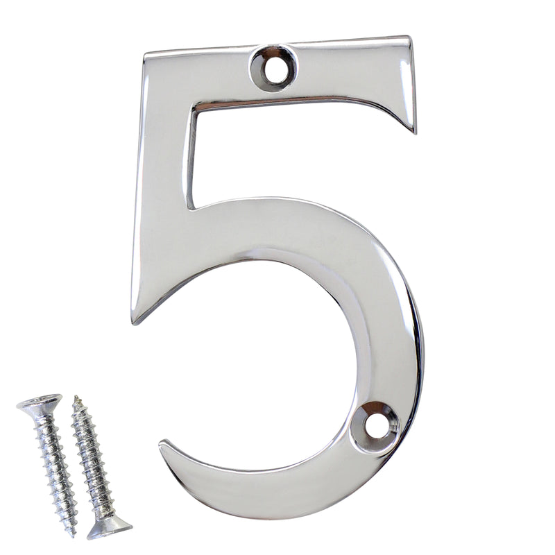Number BR2270 Modern, Serif House Number, Polished Chrome