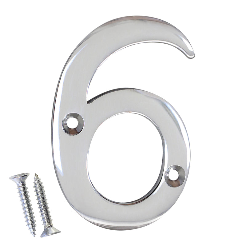 Number BR2270 Modern, Serif House Number, Polished Chrome