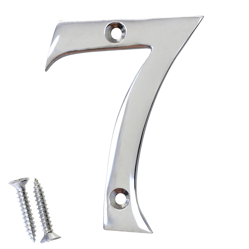 Number BR2270 Modern, Serif House Number, Polished Chrome