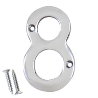 Number BR2270 Modern, Serif House Number, Polished Chrome
