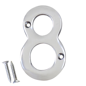 Number BR2270 Modern, Serif House Number, Polished Chrome