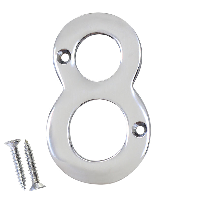 Number BR2270 Modern, Serif House Number, Polished Chrome