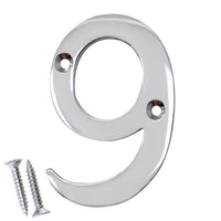Number BR2270 Modern, Serif House Number, Polished Chrome