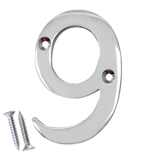 Number BR2270 Modern, Serif House Number, Polished Chrome