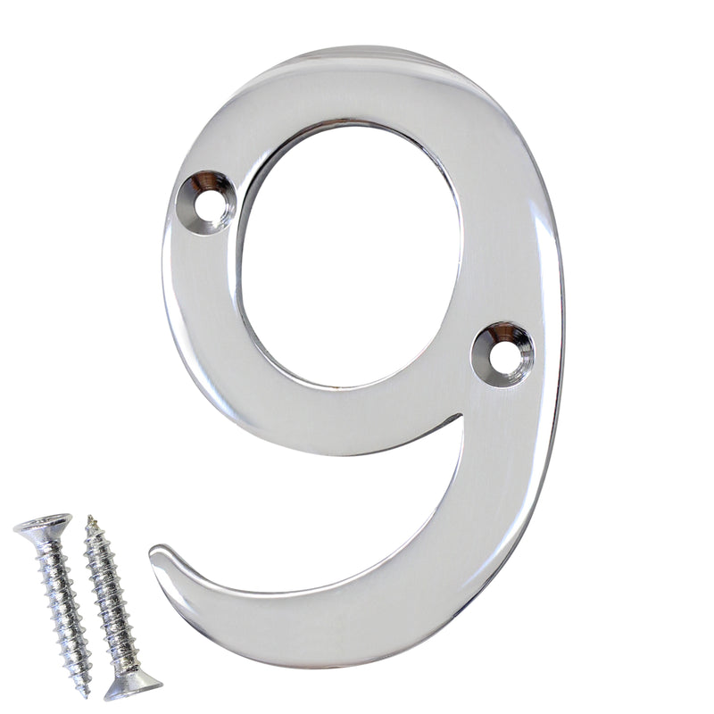 Number BR2270 Modern, Serif House Number, Polished Chrome