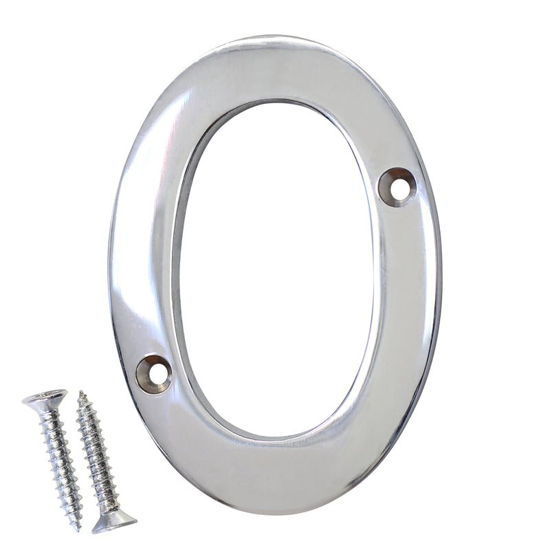 Number BR2271 Modern, Curvy, Serif House Number, Polished Chrome