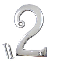 Number BR2271 Modern, Curvy, Serif House Number, Polished Chrome