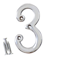 Number BR2271 Modern, Curvy, Serif House Number, Polished Chrome