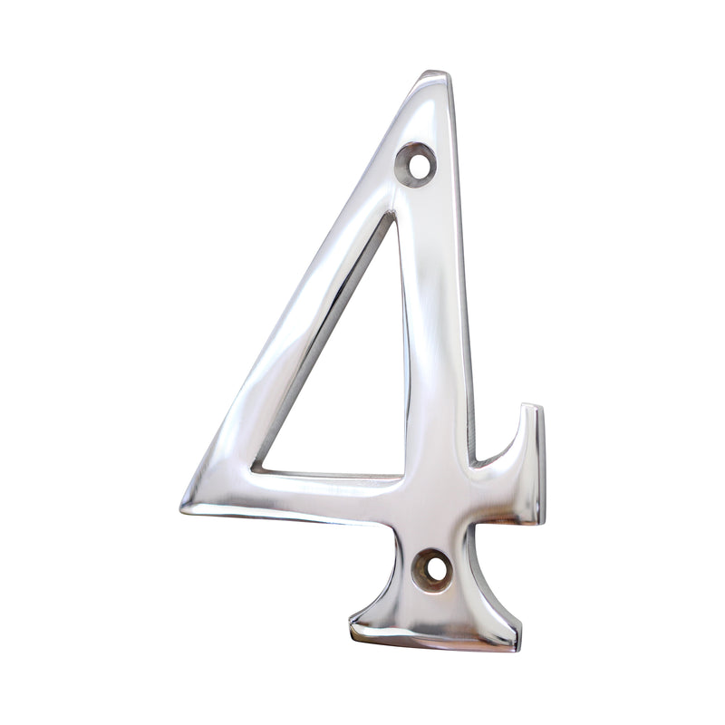 Number BR2271 Modern, Curvy, Serif House Number, Polished Chrome