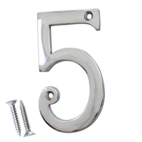 Number BR2271 Modern, Curvy, Serif House Number, Polished Chrome