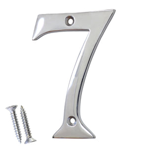 Number BR2271 Modern, Curvy, Serif House Number, Polished Chrome