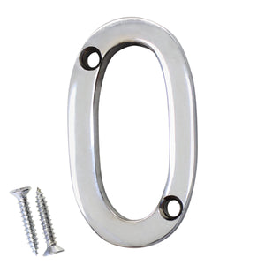 Number BR235 Modern, Small, Serif House Number, Polished Chrome