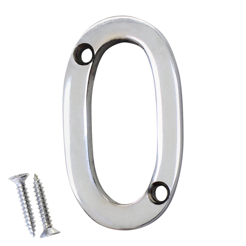 Number BR235 Modern, Small, Serif House Number, Polished Chrome
