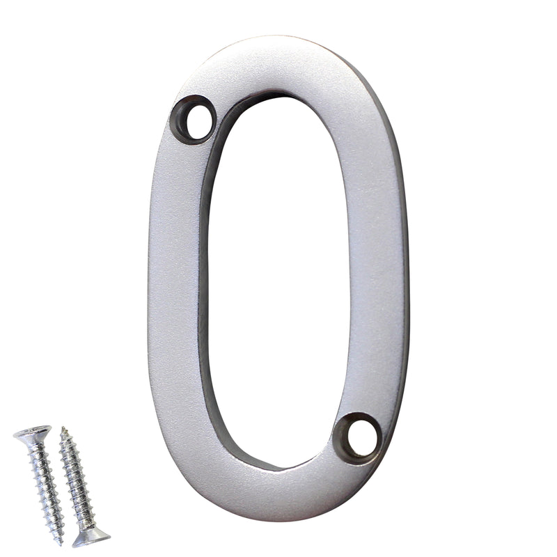 Number BR235 Modern, Serif House Number, Satin Chrome