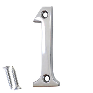Number BR235 Modern, Small, Serif House Number, Polished Chrome