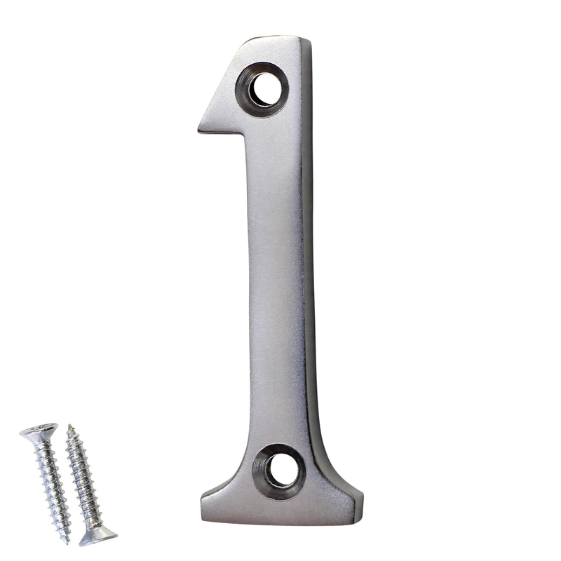 Number BR235 Modern, Serif House Number, Satin Chrome