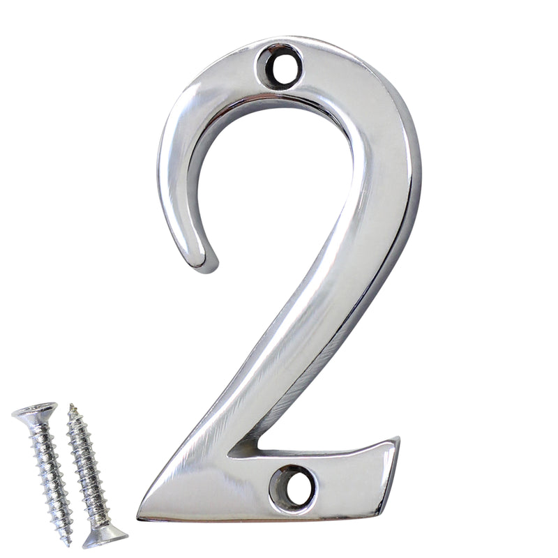 Number BR235 Modern, Small, Serif House Number, Polished Chrome