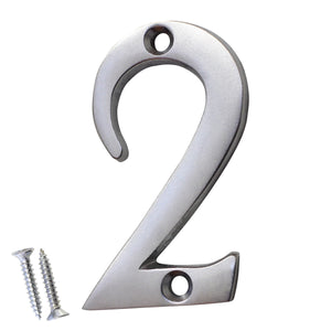 Number BR235 Modern, Serif House Number, Satin Chrome