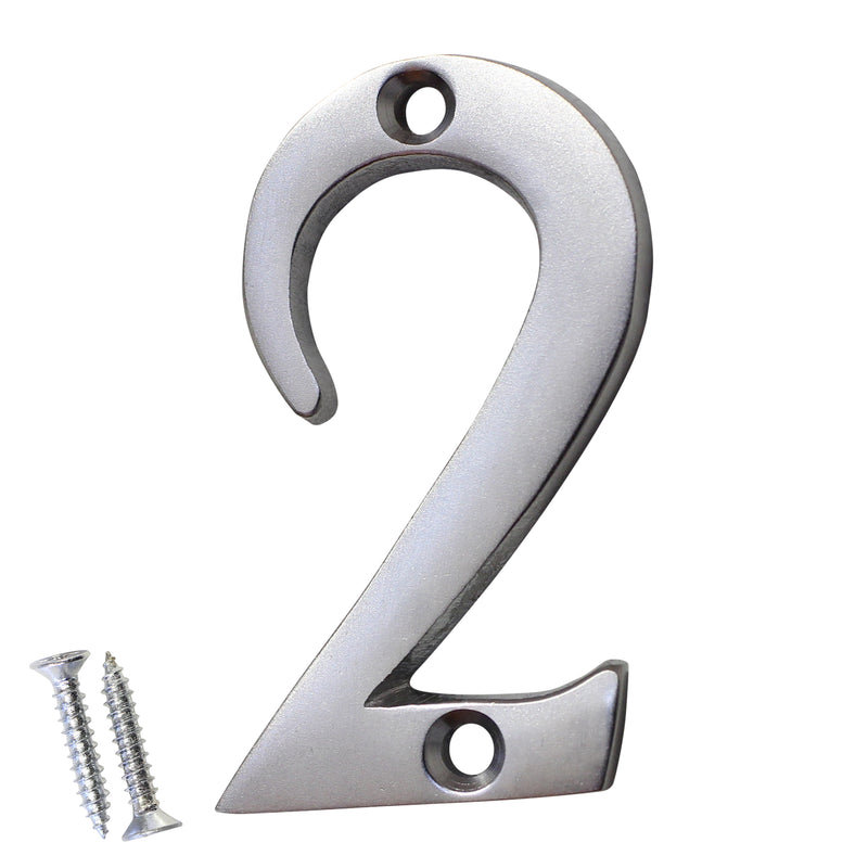 Number BR235 Modern, Serif House Number, Satin Chrome