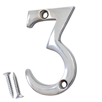 Number BR235 Modern, Small, Serif House Number, Polished Chrome